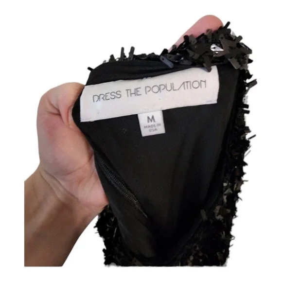 Revolve dress the population Sabrina Dress in Black Glass size medium - Picture 5 of 6